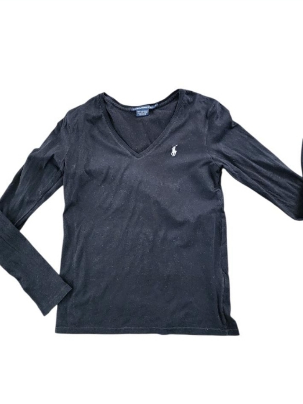 Ralph Lauren Black V-Neck Long Sleeve Shirt with Pony Logo